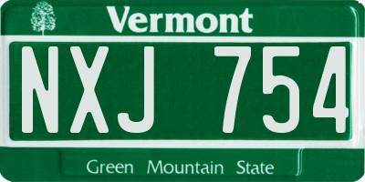 VT license plate NXJ754