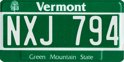 VT license plate NXJ794