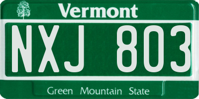 VT license plate NXJ803
