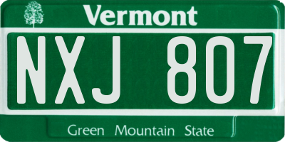 VT license plate NXJ807