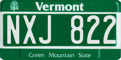 VT license plate NXJ822