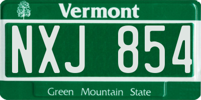VT license plate NXJ854