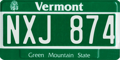 VT license plate NXJ874