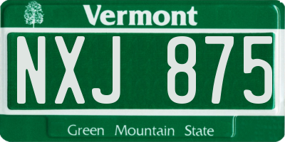 VT license plate NXJ875