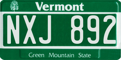 VT license plate NXJ892