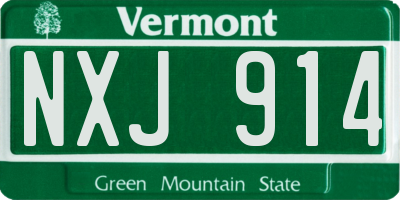 VT license plate NXJ914