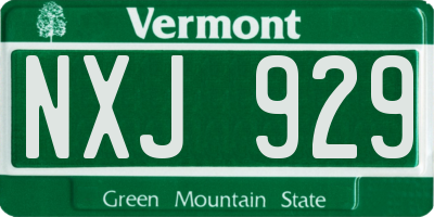 VT license plate NXJ929