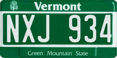 VT license plate NXJ934
