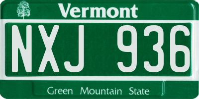 VT license plate NXJ936