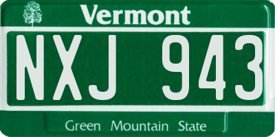 VT license plate NXJ943