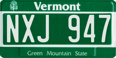 VT license plate NXJ947
