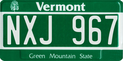 VT license plate NXJ967