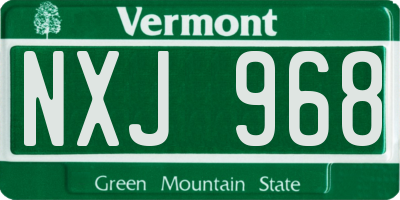 VT license plate NXJ968
