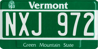VT license plate NXJ972