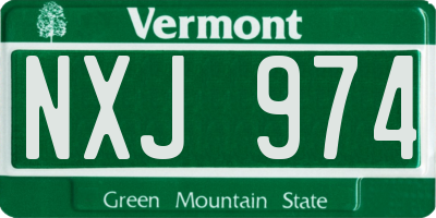 VT license plate NXJ974