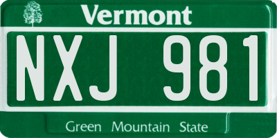 VT license plate NXJ981