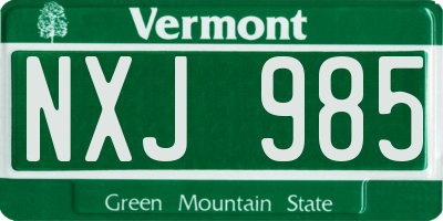 VT license plate NXJ985