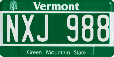 VT license plate NXJ988