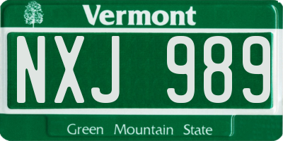 VT license plate NXJ989