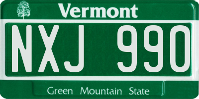VT license plate NXJ990