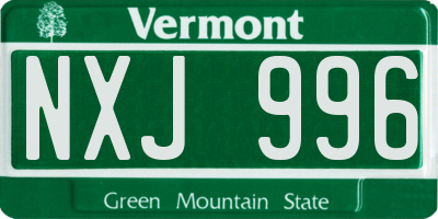 VT license plate NXJ996