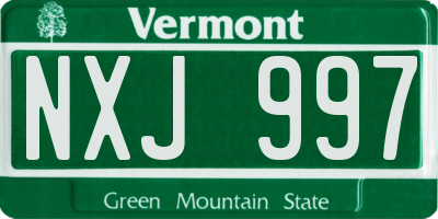 VT license plate NXJ997