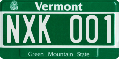 VT license plate NXK001