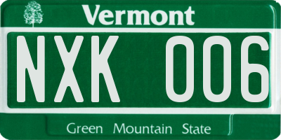 VT license plate NXK006
