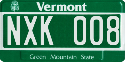 VT license plate NXK008