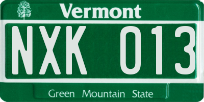 VT license plate NXK013