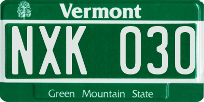 VT license plate NXK030
