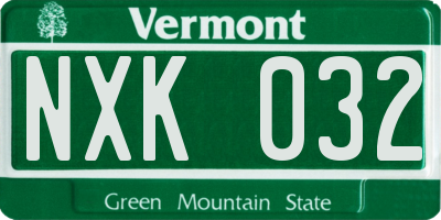 VT license plate NXK032