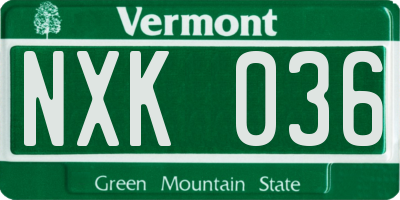 VT license plate NXK036