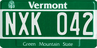 VT license plate NXK042