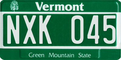 VT license plate NXK045