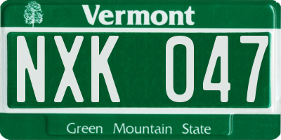 VT license plate NXK047