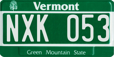VT license plate NXK053