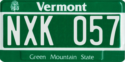 VT license plate NXK057