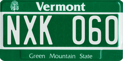 VT license plate NXK060