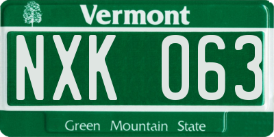VT license plate NXK063