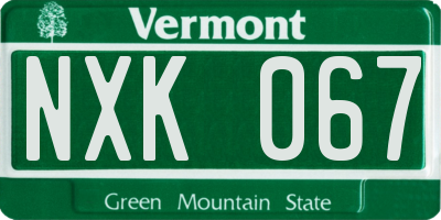 VT license plate NXK067