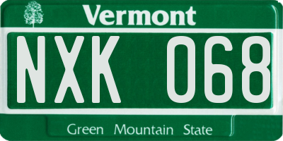 VT license plate NXK068