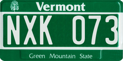 VT license plate NXK073