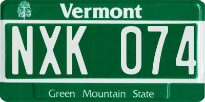 VT license plate NXK074