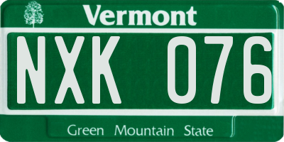 VT license plate NXK076