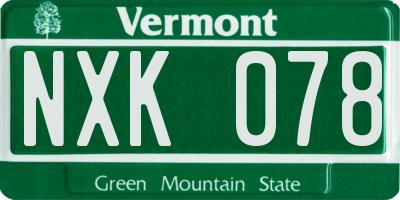VT license plate NXK078