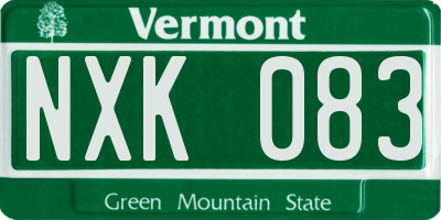 VT license plate NXK083