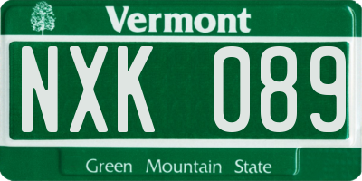 VT license plate NXK089