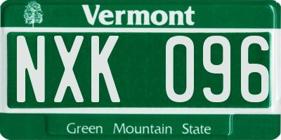 VT license plate NXK096