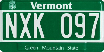 VT license plate NXK097